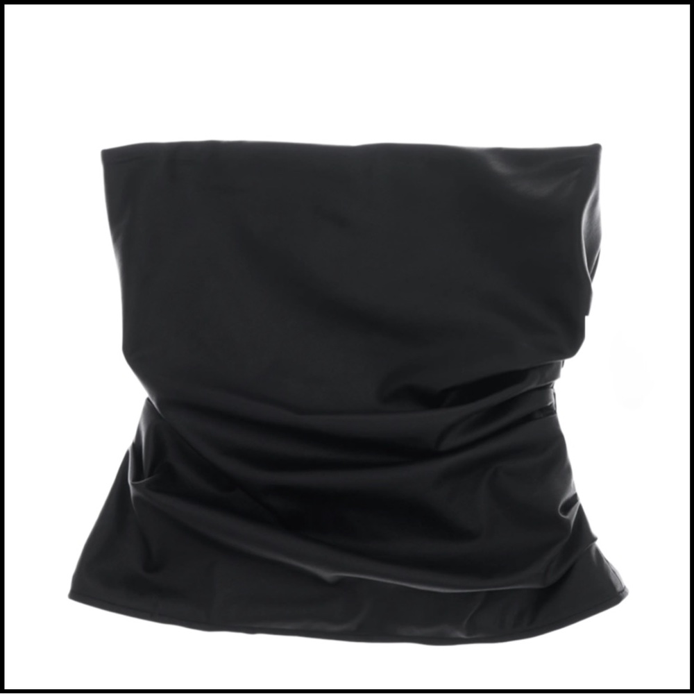 NWT YOUNG FABULOUS & BROKE BLACK STRAPLESS RUCHED TOP Sz SMALL - Picture 4 of 8